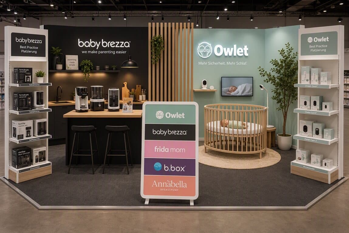Trade fair stand with Baby Brezza and Owlet presentation