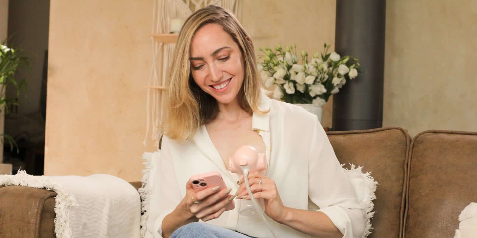 Annabella breast pump, in use