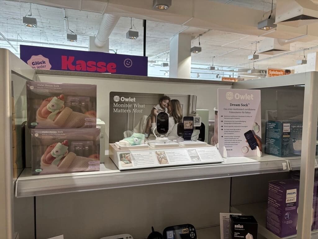 Owlet Dream Sock display at the point of sale