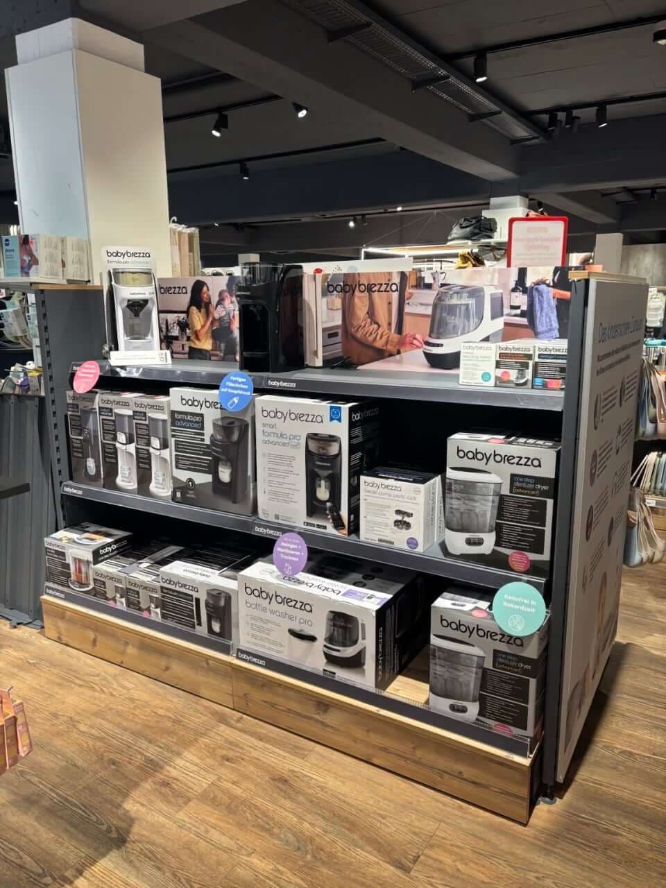 Baby Brezza product shelf at point of sale